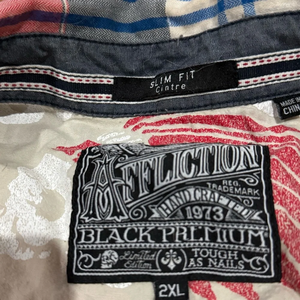 Affliction Black Premium Button Up Shirt Mens 2X-Large Slim L/S Embroidered - Picture 9 of 11